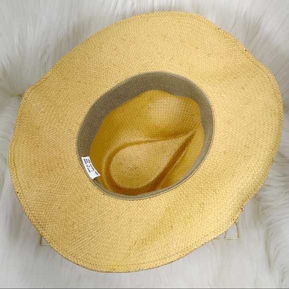 Golden Natural Fiber Cowboy Hat with Beaded Embellished String Tie Band - Picture 8 of 9